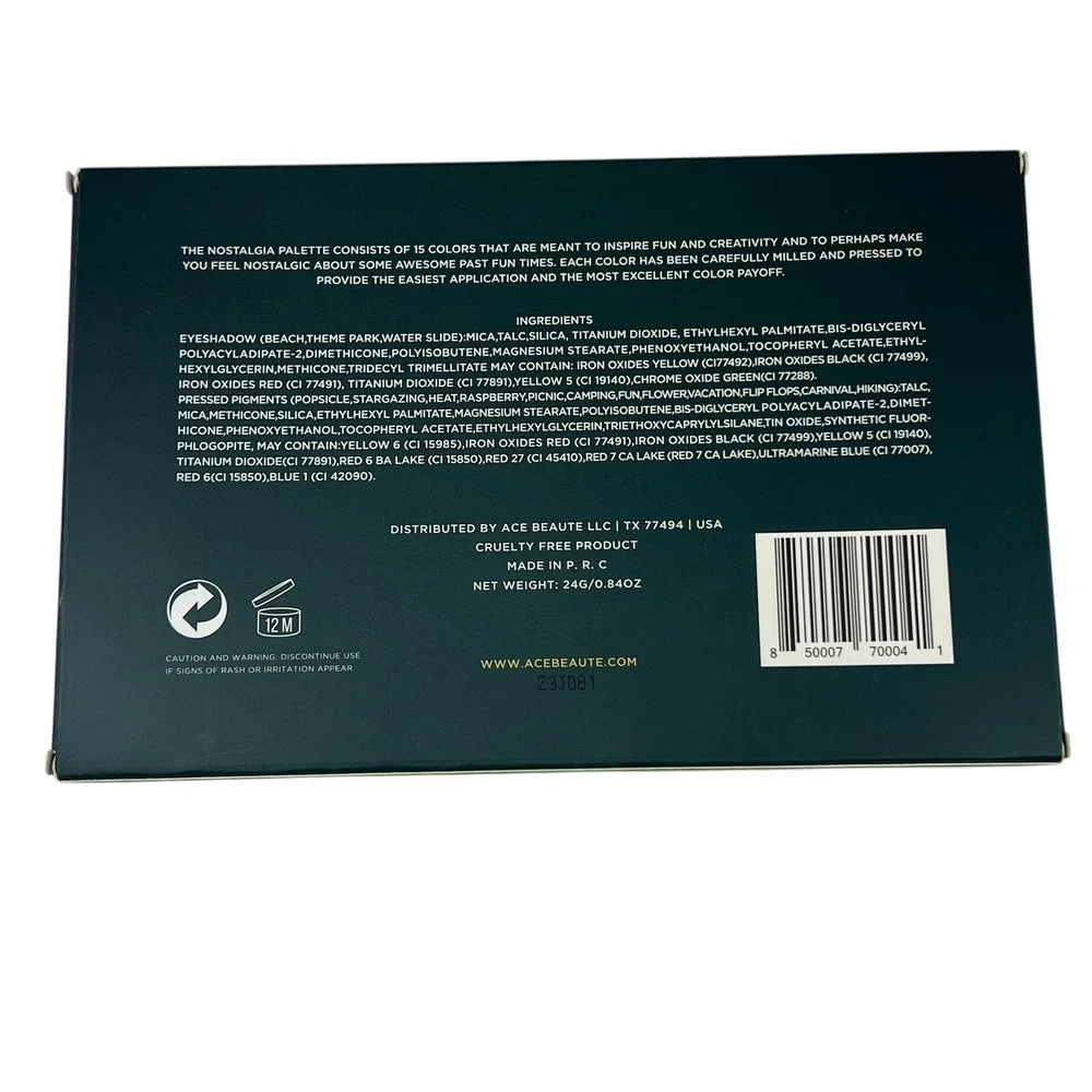 ACE BEAUTE Nostalgia 15 Color Eyeshadow Palette‎